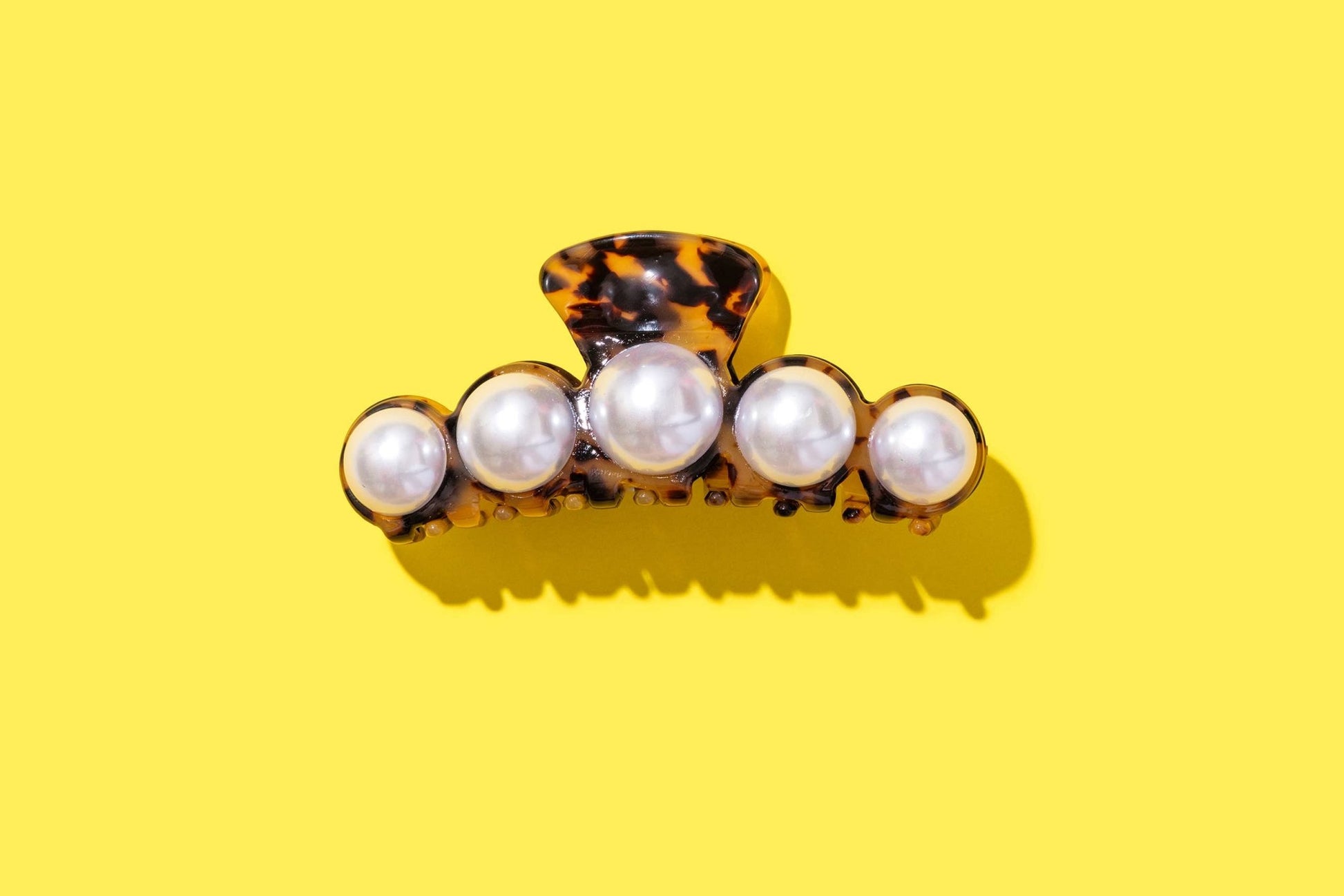 Claw Hair Clip - Brown + Black Tortoise w/ Pearl Beads - Bria Blair Creative