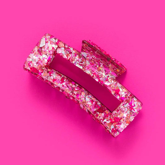 Claw Hair Clip - Pink + Silver Confetti - Bria Blair Creative