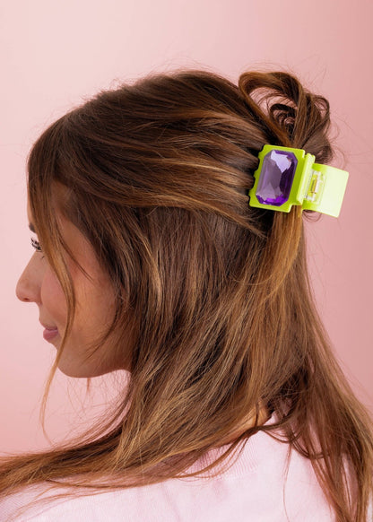 Claw Hair Clip - Small - Green w/ Purple Emerald Gemstones - Bria Blair Creative