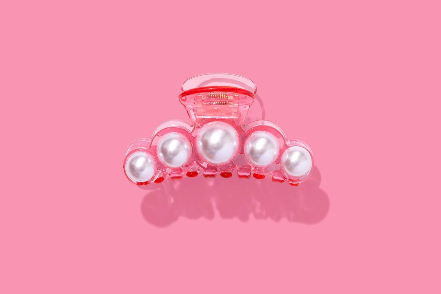 Claw Hair Clip - Translucent Pink w/ Pearl Beads - Bria Blair Creative