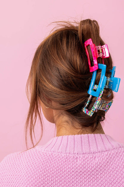 Claw Hair Clip Trio - Colorful Confetti / Blue / Deep Pink - Bria Blair Creative