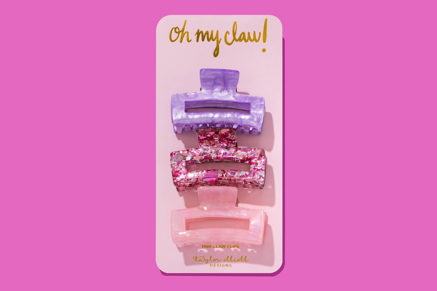 Claw Hair Clip Trio - Pink Confetti / Purple / Pastel Pink - Bria Blair Creative