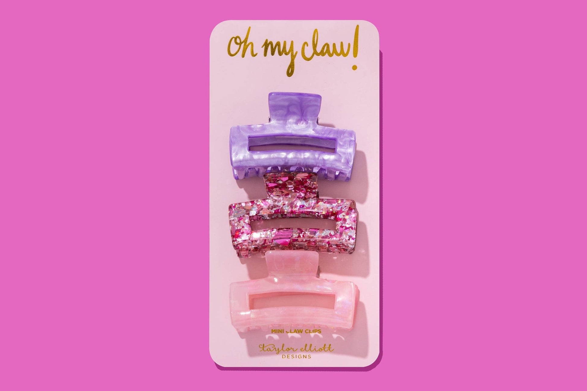 Claw Hair Clip Trio - Pink Confetti / Purple / Pastel Pink - Bria Blair Creative