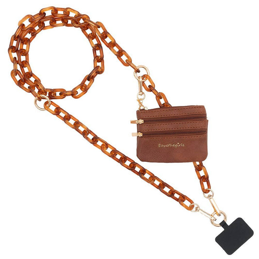 Clip & Go Crossbody Ice Chain Phone Accessory : Ice Tea - Brown Pouch - Bria Blair Creative
