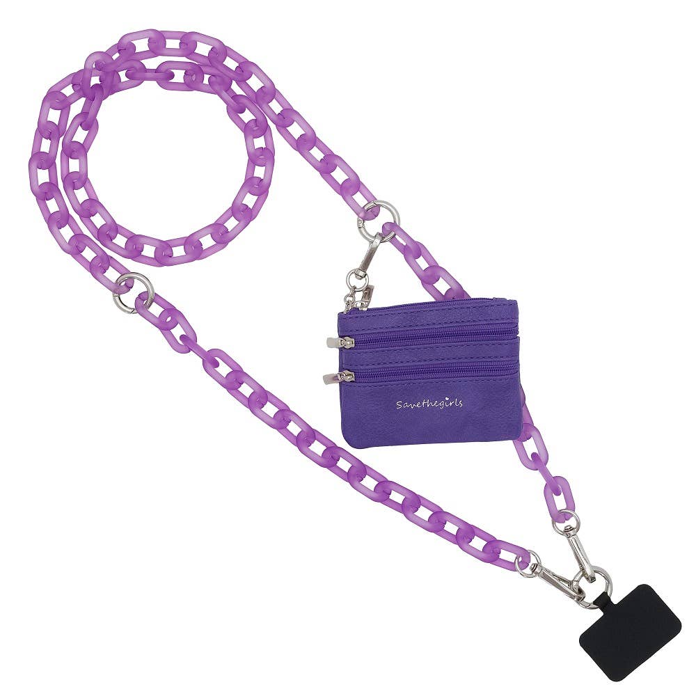 Clip & Go Crossbody Ice Chain Phone Accessory : White Chain with Golden Pouch - Bria Blair Creative