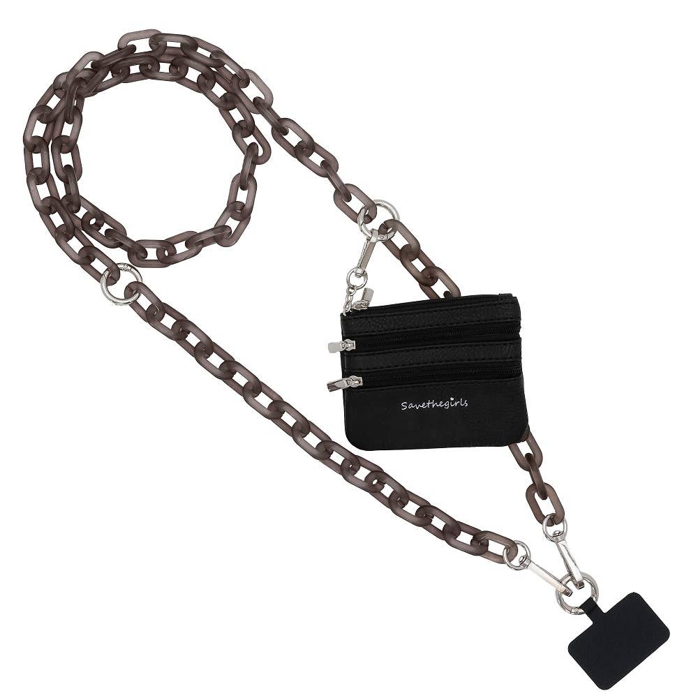 Clip & Go Crossbody Ice Chain Phone Accessory : White Chain with Golden Pouch - Bria Blair Creative
