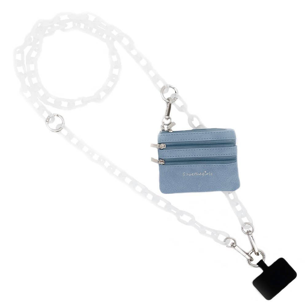 Clip & Go Crossbody Ice Chain Phone Accessory : White Chain with Golden Pouch - Bria Blair Creative