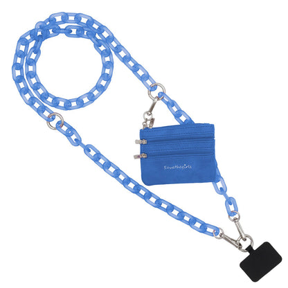 Clip & Go Crossbody Ice Chain Phone Accessory : White Chain with Golden Pouch - Bria Blair Creative