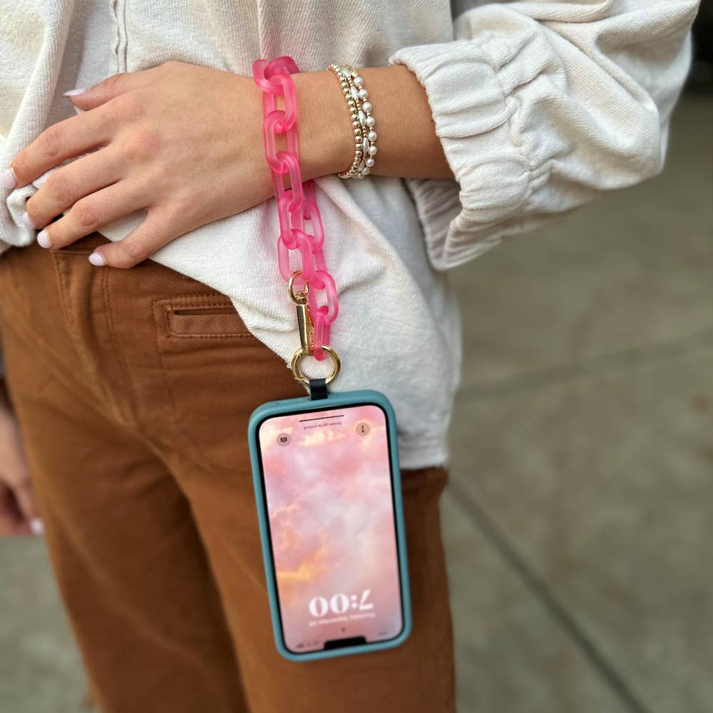 Clip & Go Crossbody Ice Chain Phone Accessory : White Chain with Golden Pouch - Bria Blair Creative