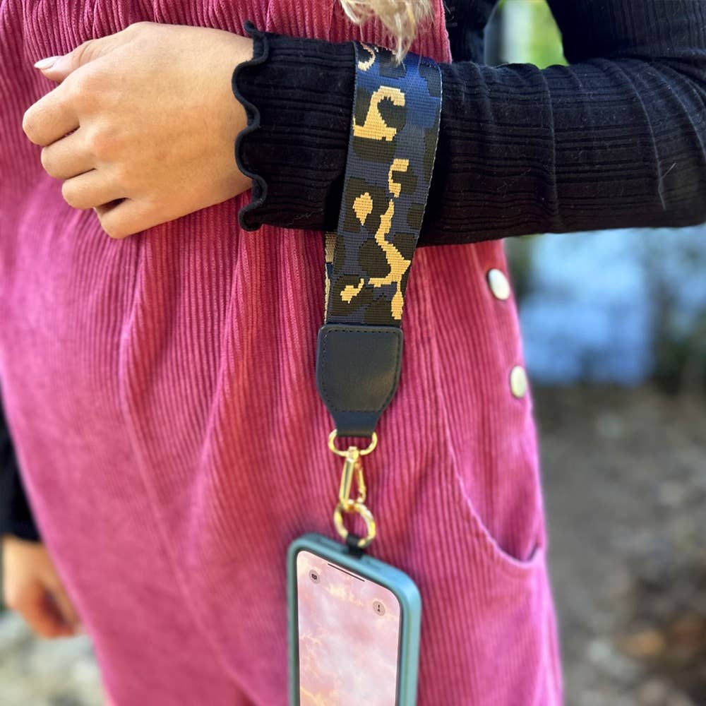 Clip & Go Crossbody Strap with Pouch - Leopard Collection: Navy/Brown - Bria Blair Creative