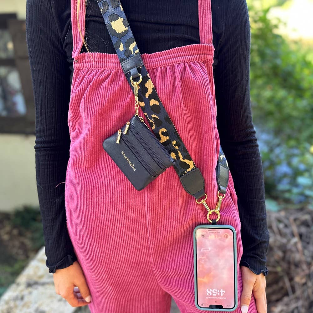 Clip & Go Crossbody Strap with Pouch - Leopard Collection: Pink/Black - Bria Blair Creative