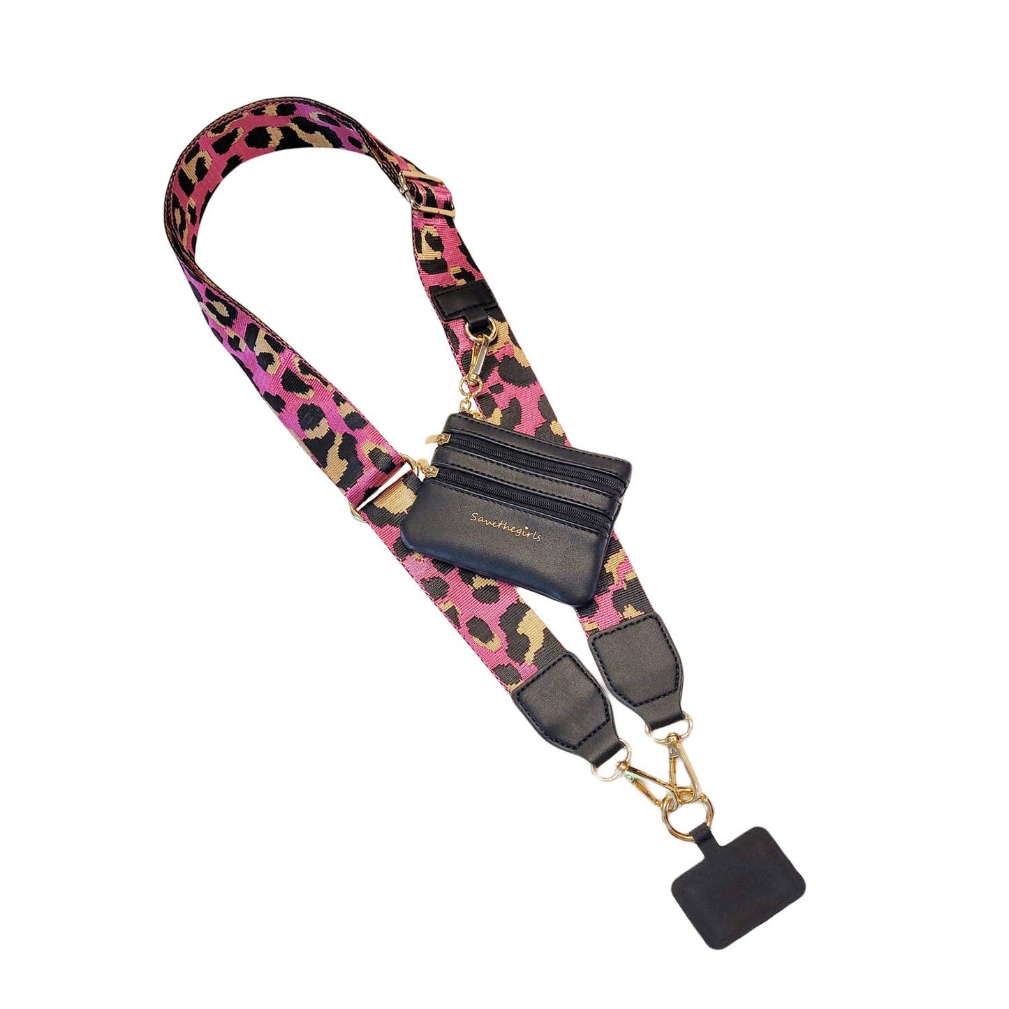 Clip & Go Crossbody Strap with Pouch - Leopard Collection: Pink/Black - Bria Blair Creative