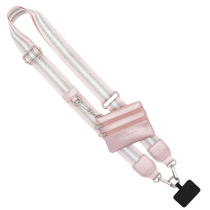 Clip & Go Crossbody Strap with Pouch - Stripe Collection: Copper/Silver/White - Bria Blair Creative