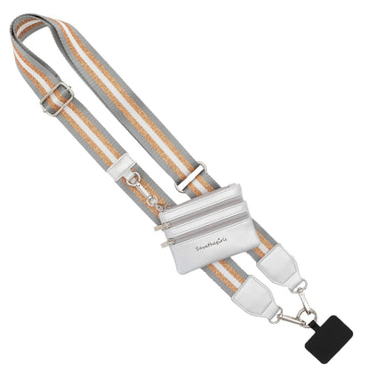 Clip & Go Crossbody Strap with Pouch - Stripe Collection: Copper/Silver/White - Bria Blair Creative