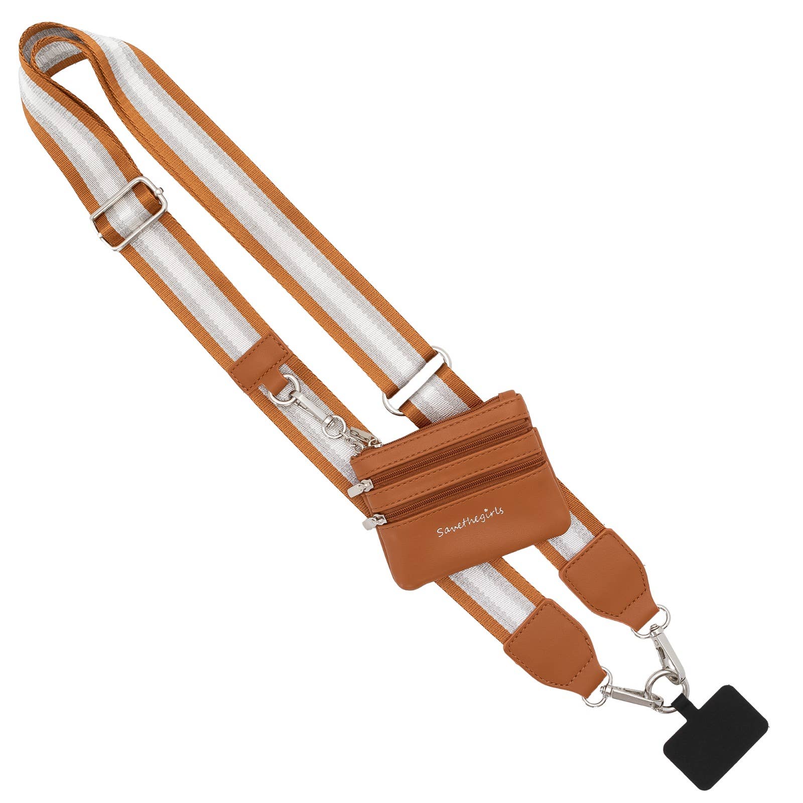 Clip & Go Crossbody Strap with Pouch - Stripe Collection: Copper/Silver/White - Bria Blair Creative