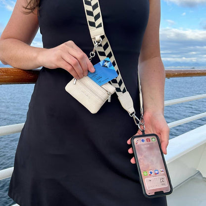 Clip & Go Strap w/Zippered Pouch Chevron: Blk/Crm Chevron - Bria Blair Creative