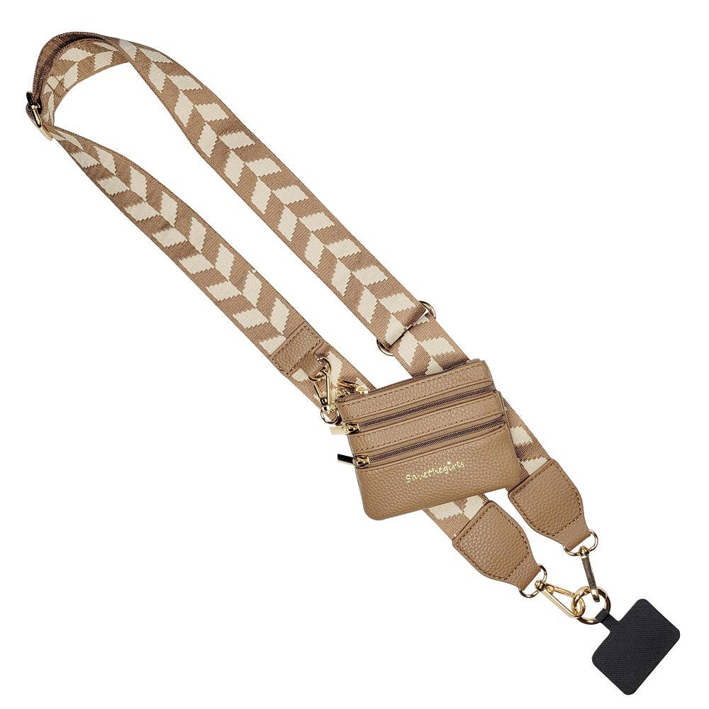 Clip & Go Strap w/Zippered Pouch Chevron: Blk/Crm Chevron - Bria Blair Creative