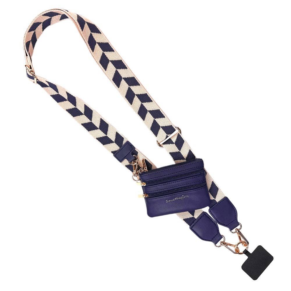 Clip & Go Strap w/Zippered Pouch Chevron: Blk/Crm Chevron - Bria Blair Creative