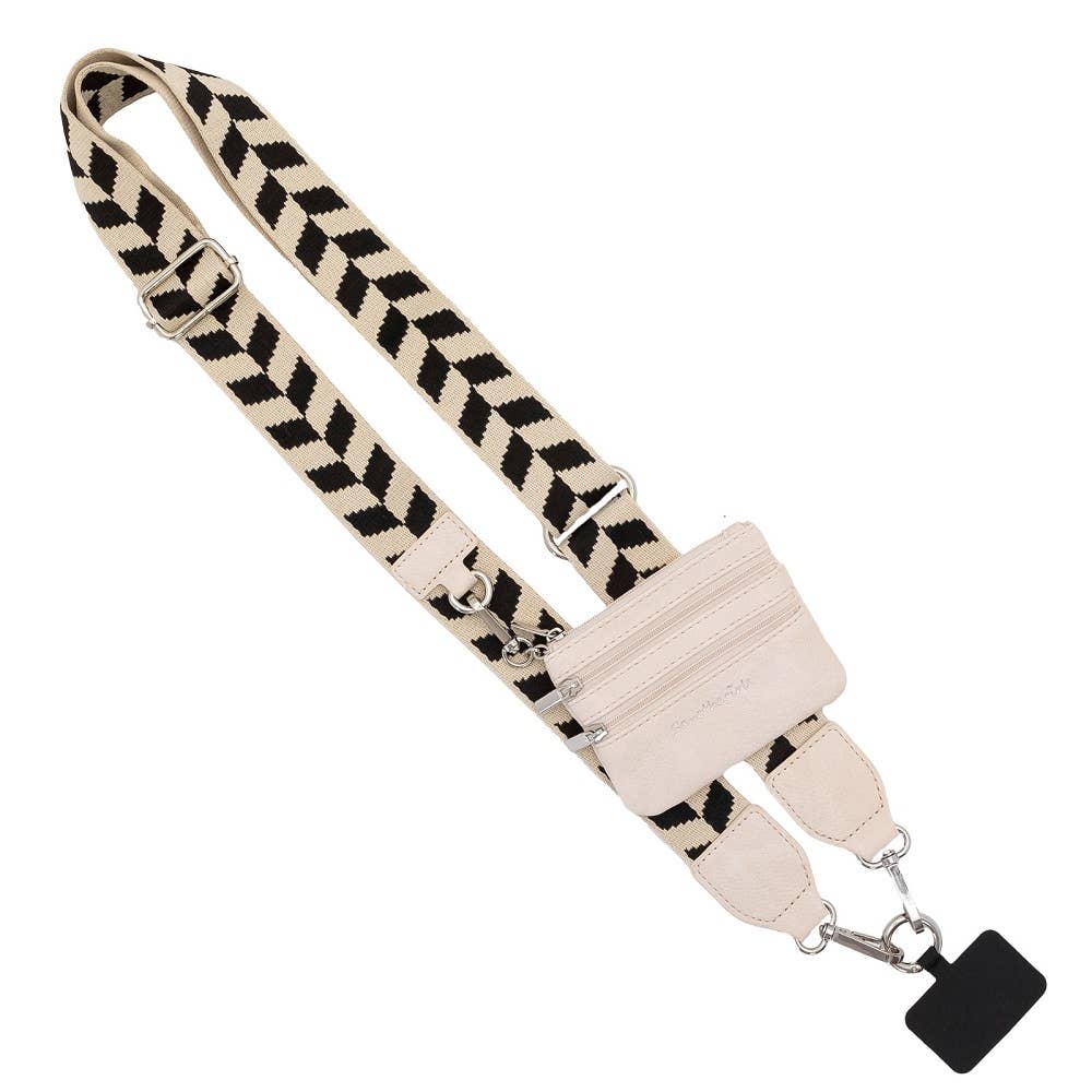Clip & Go Strap w/Zippered Pouch Chevron: Navy/Cream Chevron - Bria Blair Creative