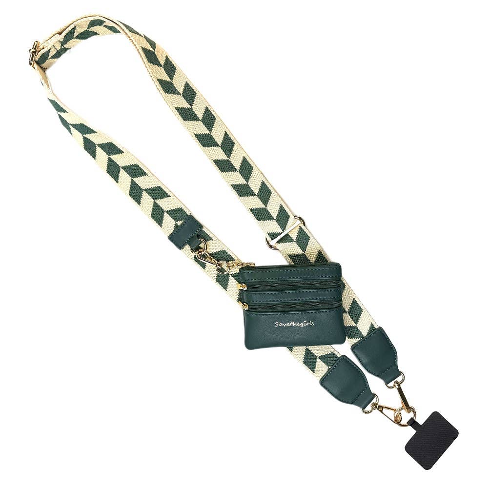 Clip & Go Strap w/Zippered Pouch Chevron: Navy/Cream Chevron - Bria Blair Creative