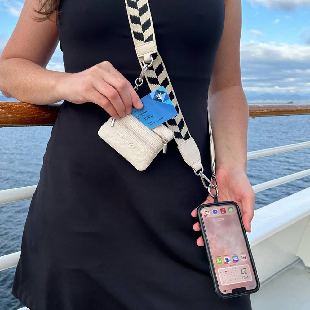 Clip & Go Strap w/Zippered Pouch Chevron: Navy/Cream Chevron - Bria Blair Creative