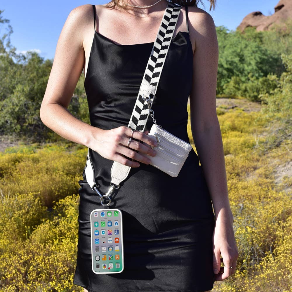 Clip & Go Strap w/Zippered Pouch Chevron: Navy/Cream Chevron - Bria Blair Creative
