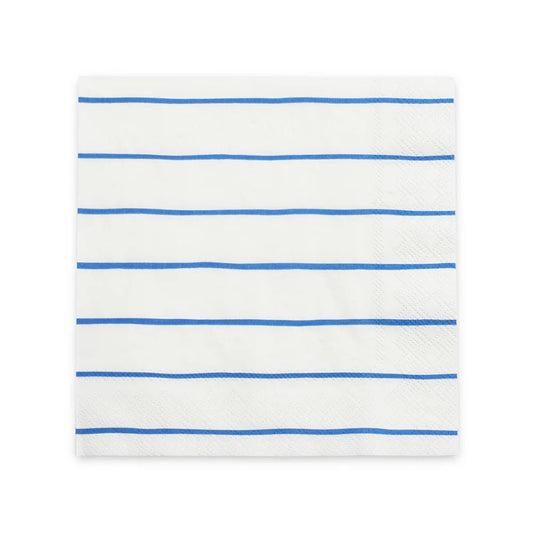 Cobalt Frenchie Striped Large Napkins - Bria Blair Creative