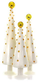 Cody Foster Decorated Dotted Trees - Ivory Set of 3 - Bria Blair Creative
