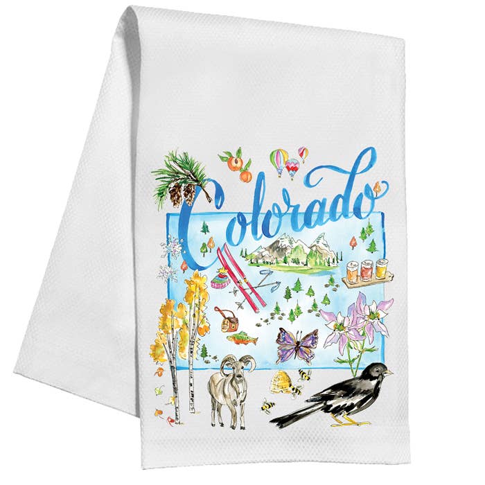 Colorado Handpainted Icons Kitchen Towel - Bria Blair Creative