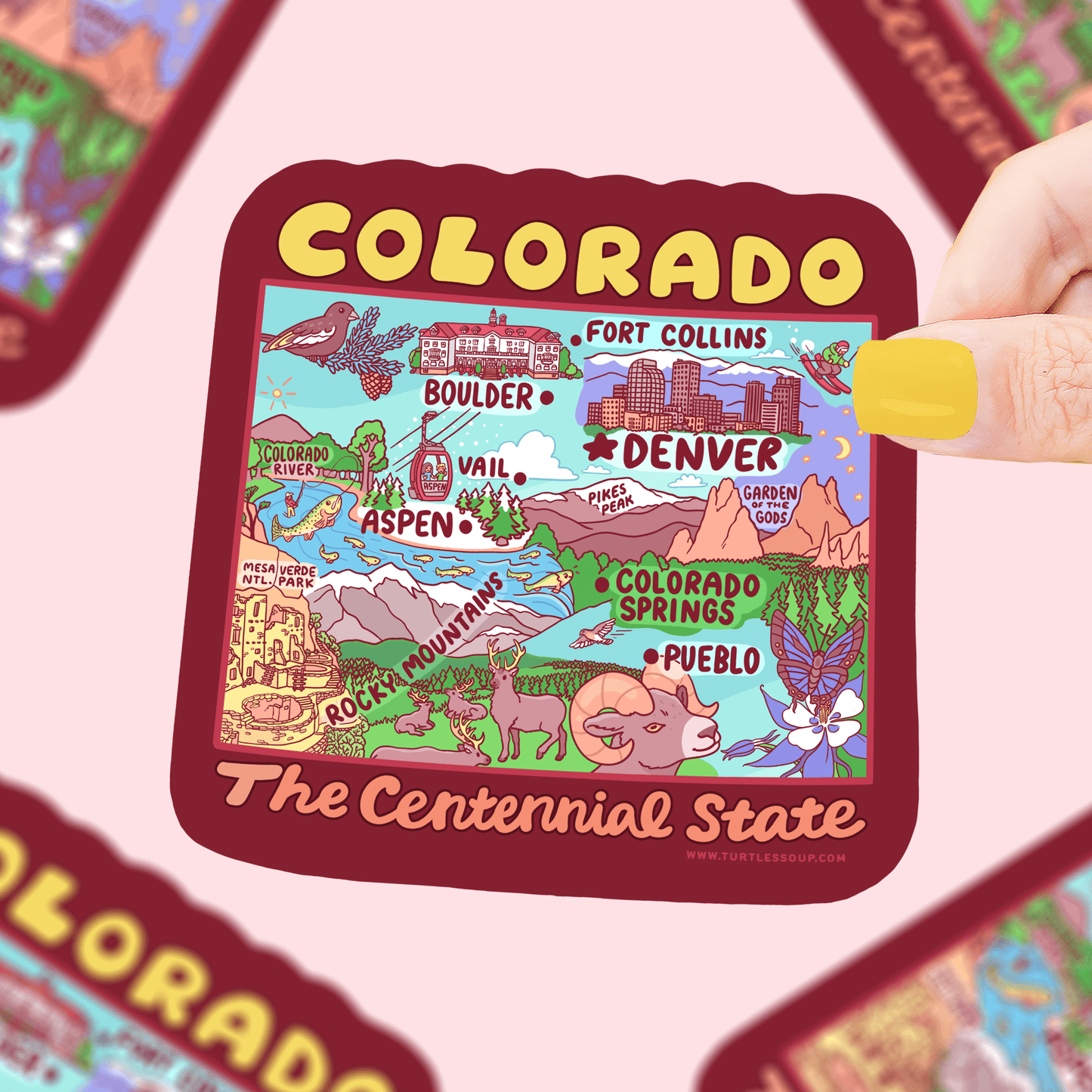 Colorado Map Centennial State Denver Car Decal Vinyl Sticker - Bria Blair Creative