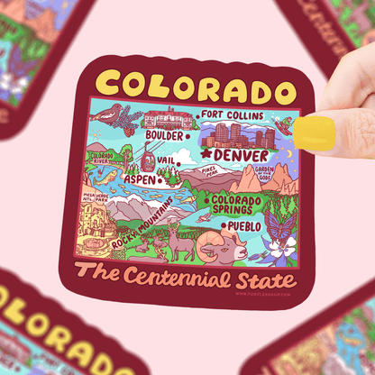 Colorado Map Centennial State Denver Car Decal Vinyl Sticker - Bria Blair Creative