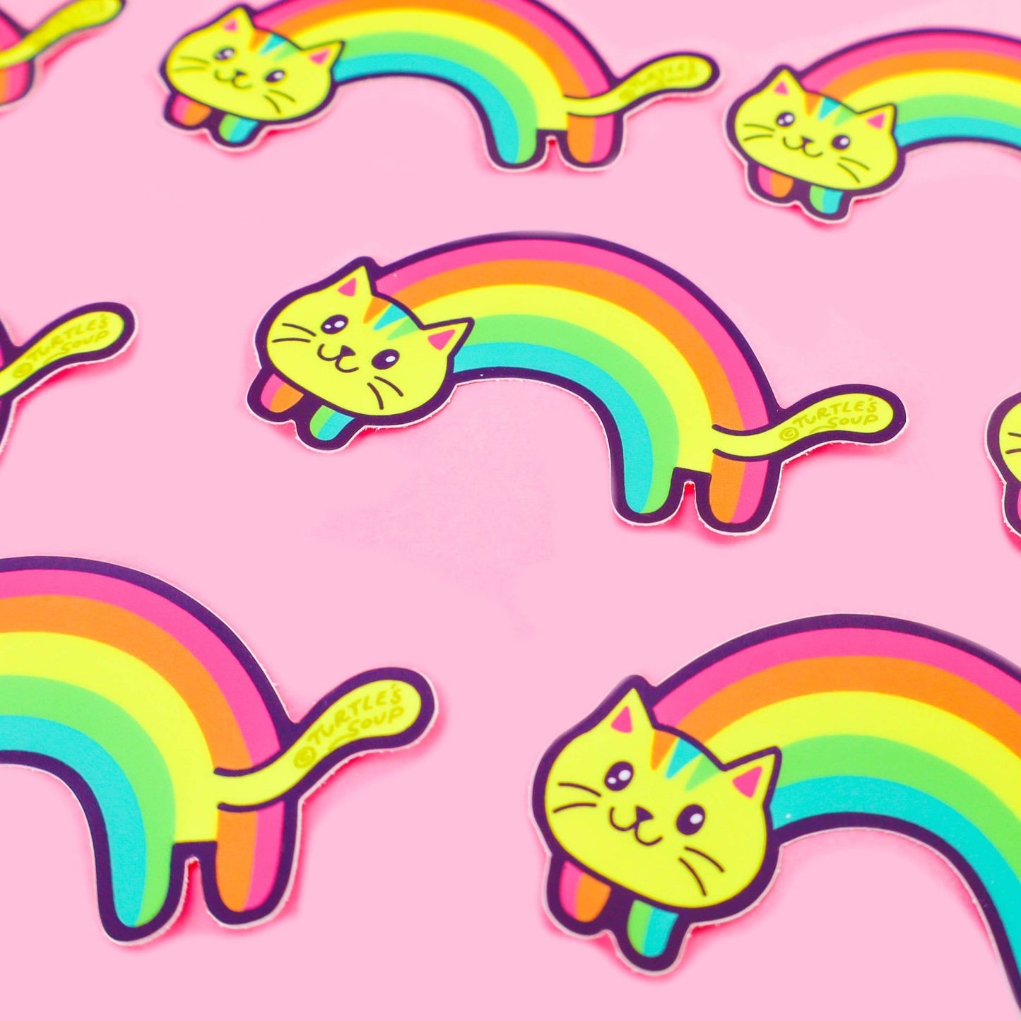 Colorful Rainbow Kitty Cat Water Bottle Vinyl Sticker - Bria Blair Creative