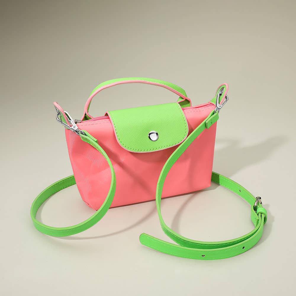 Compact Two Tone Handbag / Crossbody Bag: Pink&Green - Bria Blair Creative