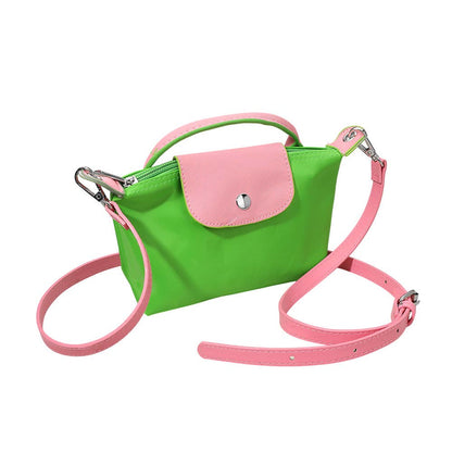 Compact Two Tone Handbag / Crossbody Bag: Pink&Green - Bria Blair Creative
