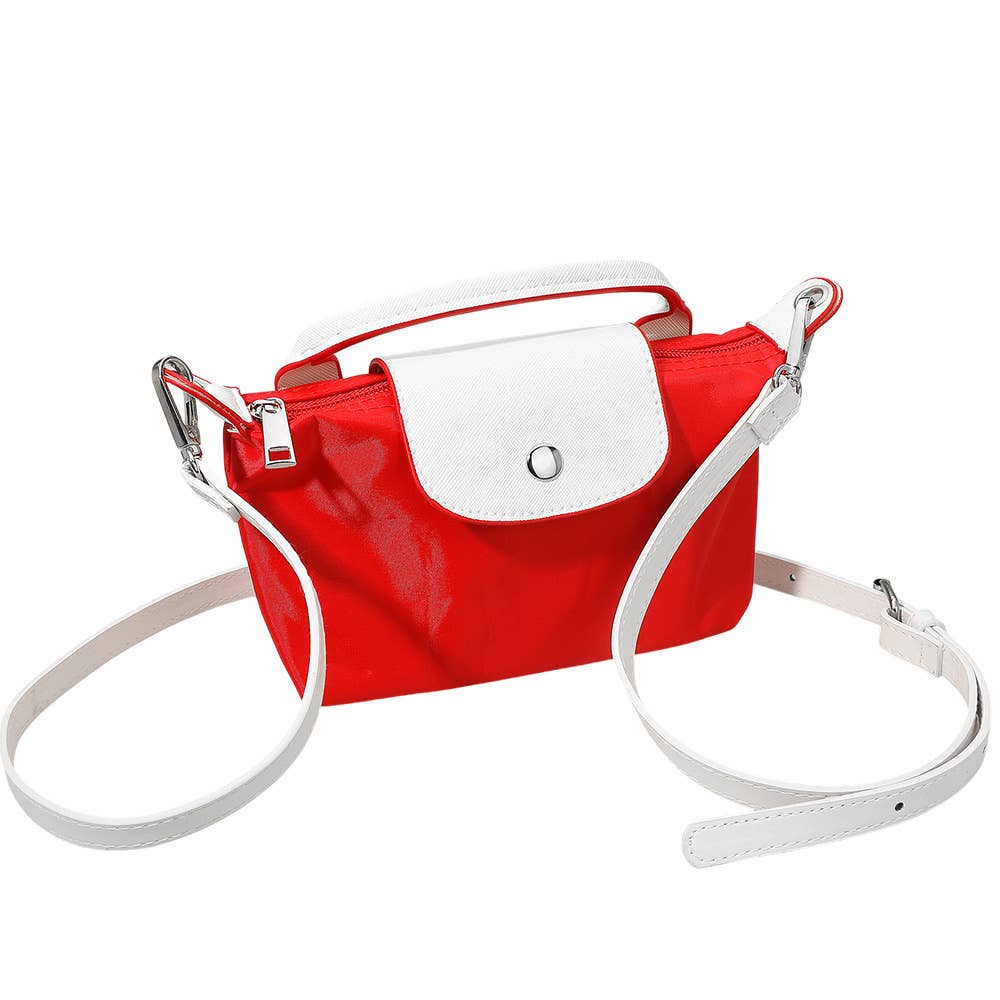 Compact Two Tone Handbag / Crossbody Bag: Red,White - Bria Blair Creative