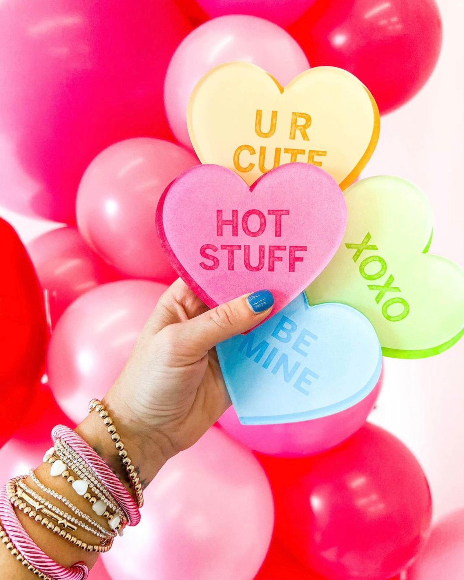 Conversation Hearts Acrylic Coasters - Assorted - Bria Blair Creative