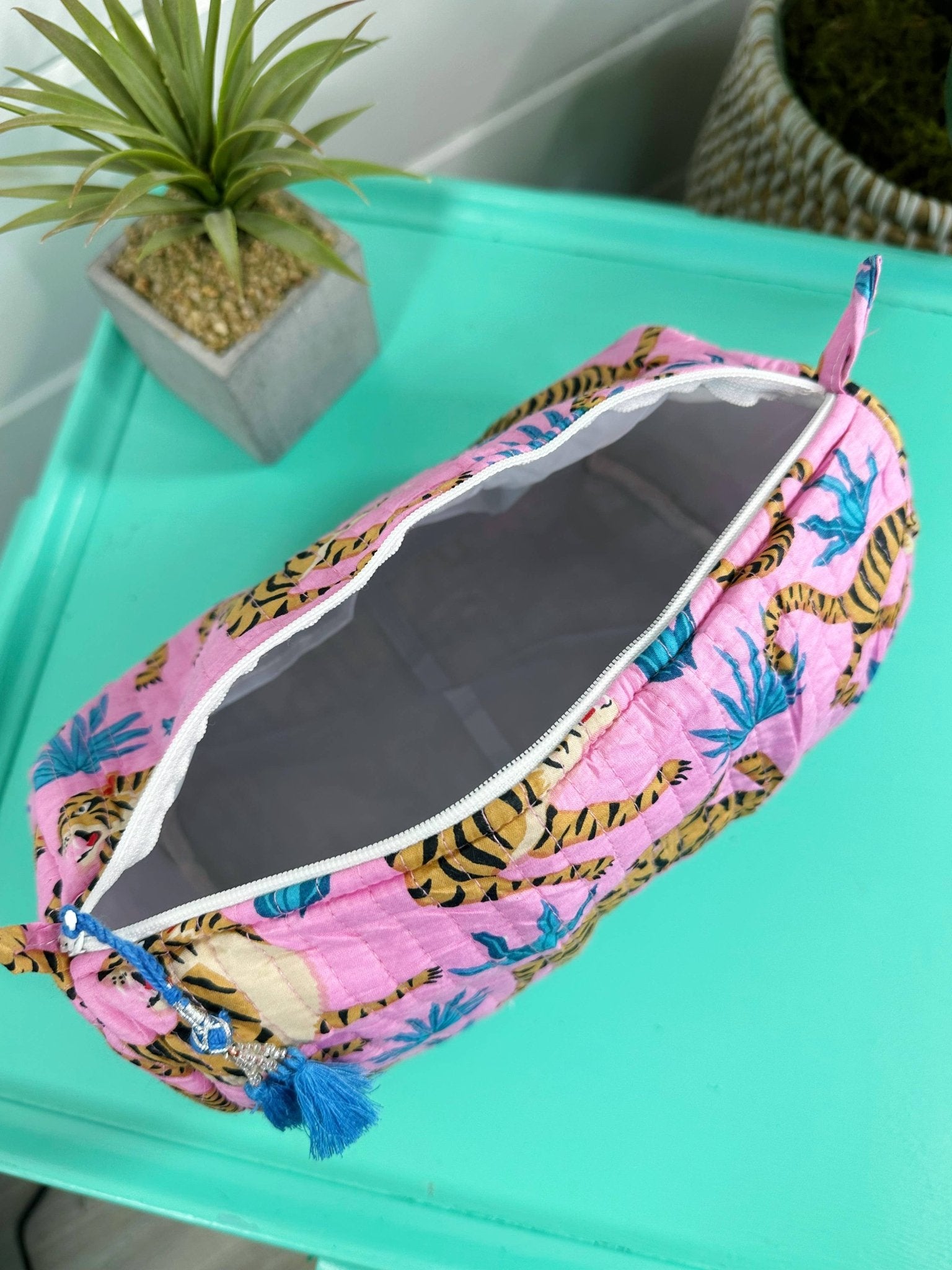 Cosmetics Bag | Quilted Makeup Bags | Toiletry Bag | Tigers - Bria Blair Creative