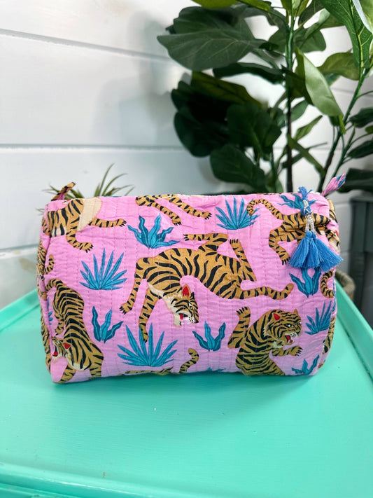 Cosmetics Bag | Quilted Makeup Bags | Toiletry Bag | Tigers - Bria Blair Creative