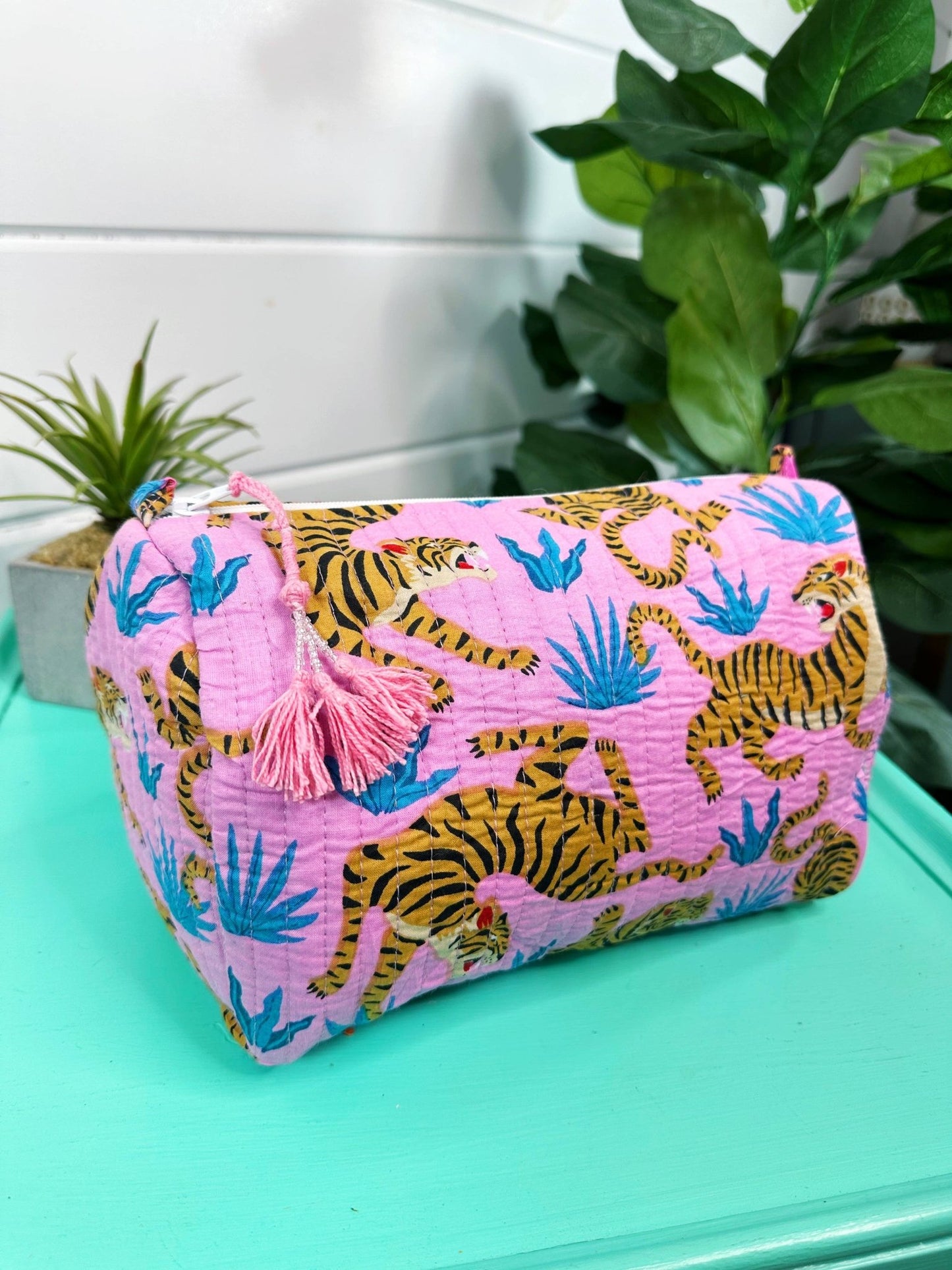Cosmetics Bag | Quilted Makeup Bags | Toiletry Bag | Tigers - Bria Blair Creative