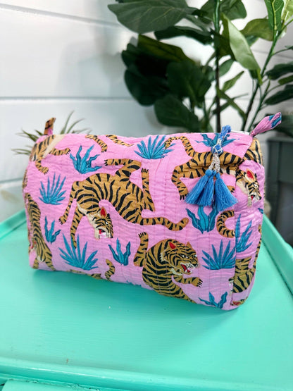 Cosmetics Bag | Quilted Makeup Bags | Toiletry Bag | Tigers - Bria Blair Creative