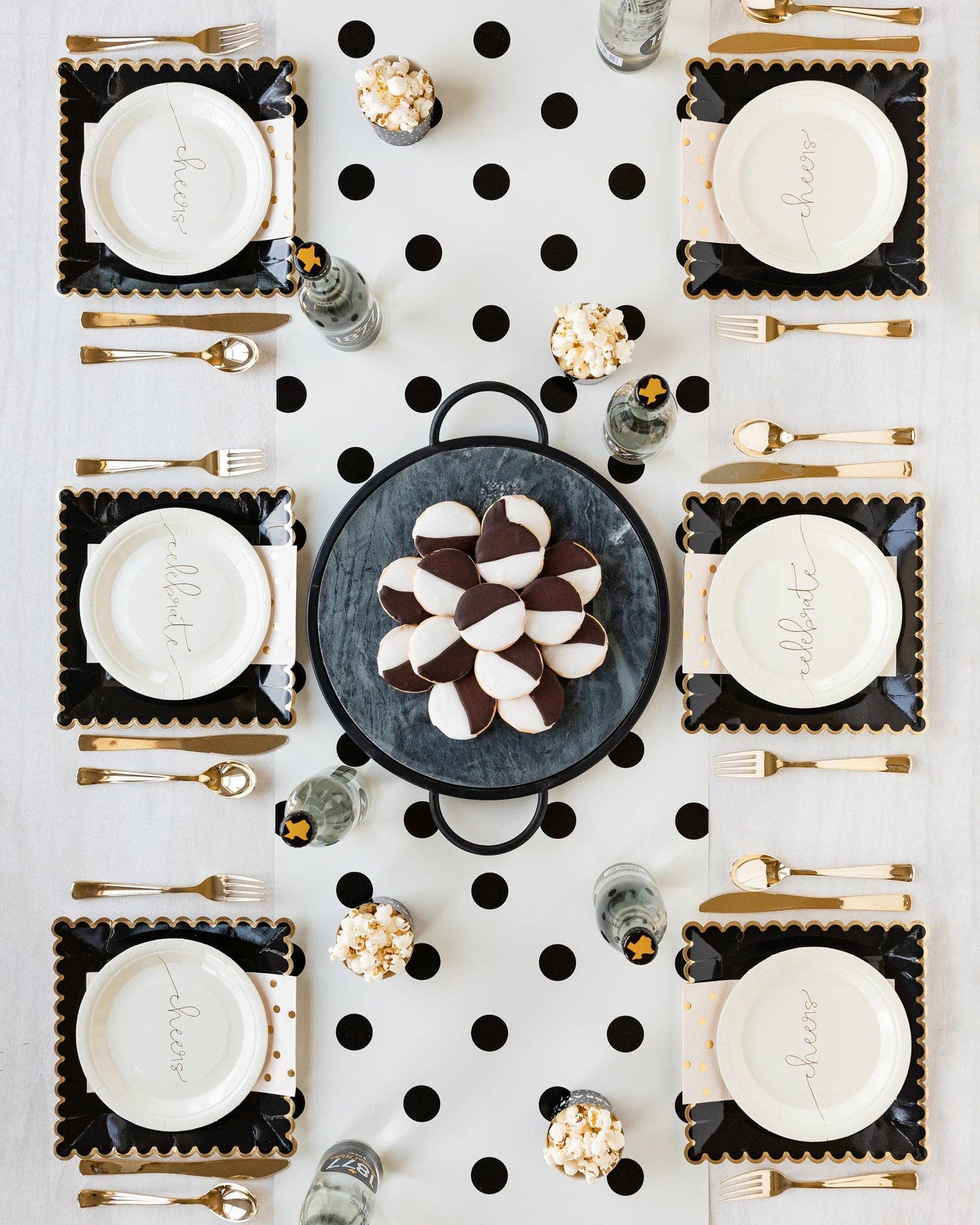 Cream with Black Dots Paper Table Runner - Bria Blair Creative