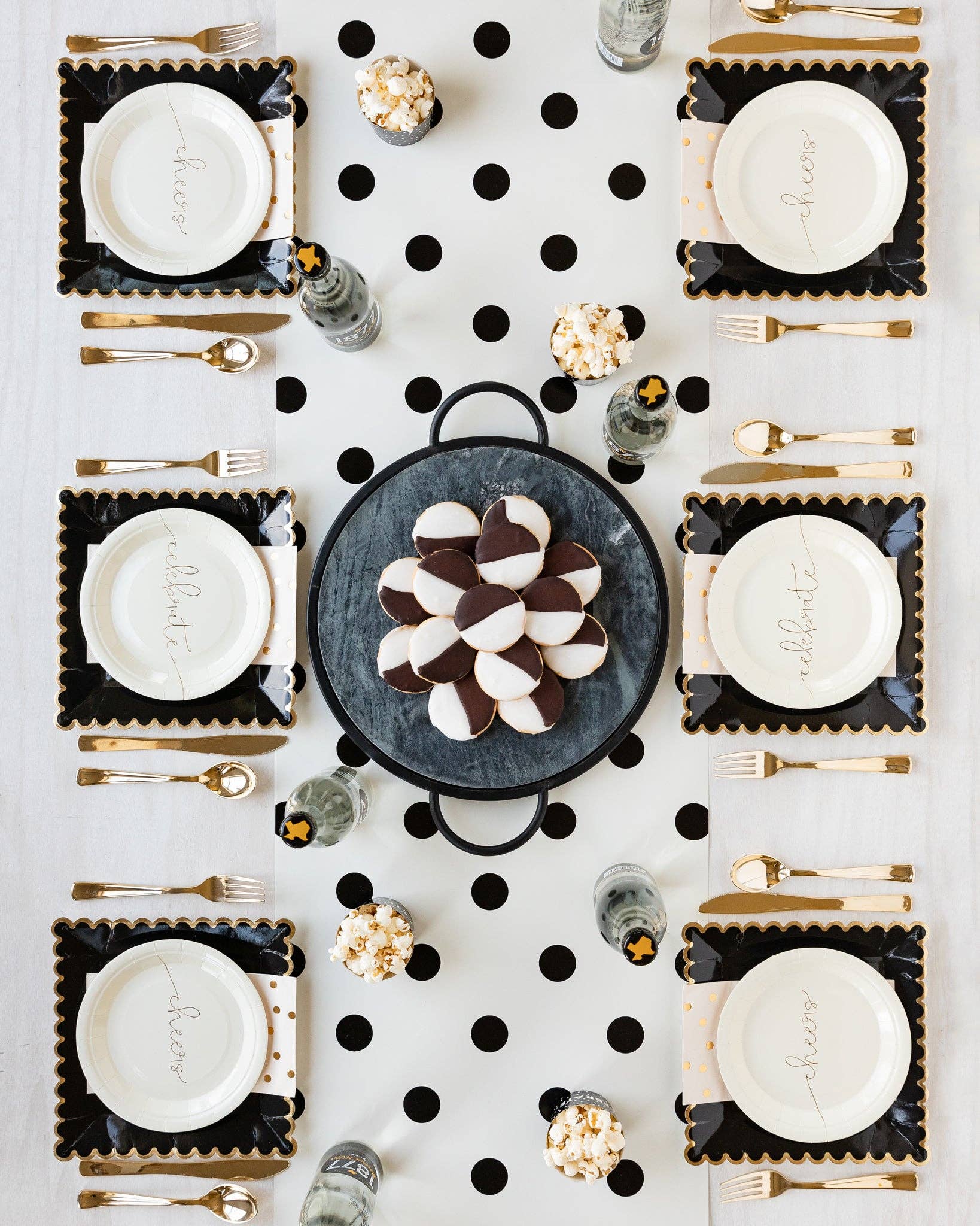 Cream with Black Dots Paper Table Runner - Bria Blair Creative