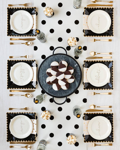 Cream with Black Dots Paper Table Runner - Bria Blair Creative