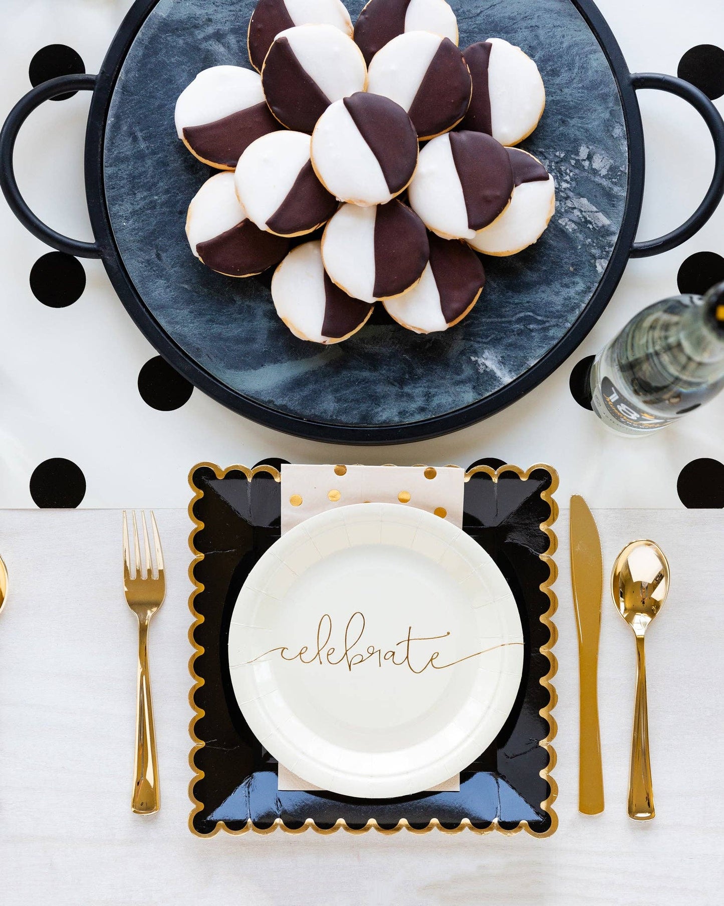 Cream with Black Dots Paper Table Runner - Bria Blair Creative