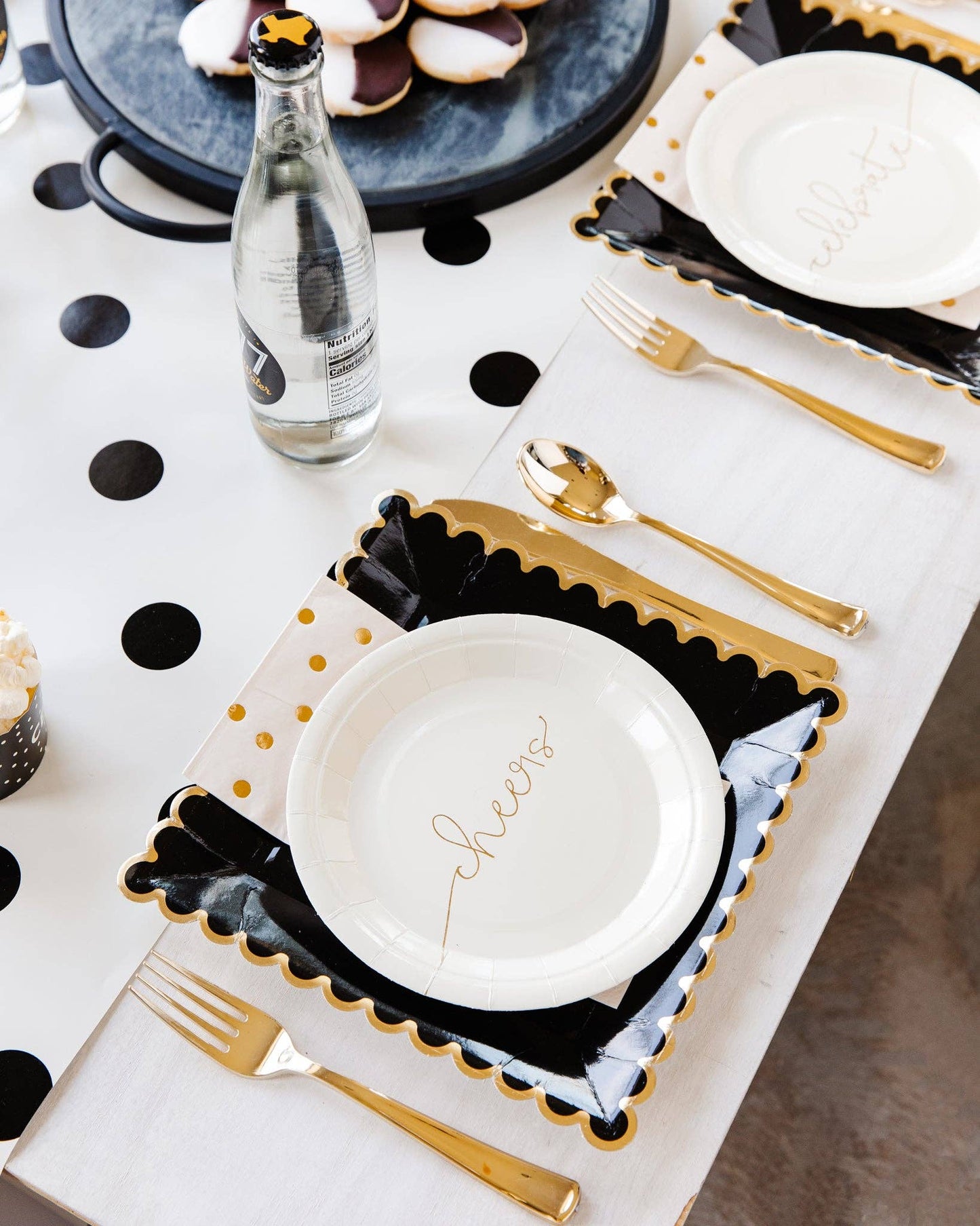 Cream with Black Dots Paper Table Runner - Bria Blair Creative