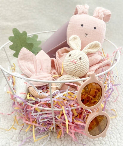 Crinkle Bunny Ears Wooden Ring Teething Toy for Baby (Pink) - Bria Blair Creative