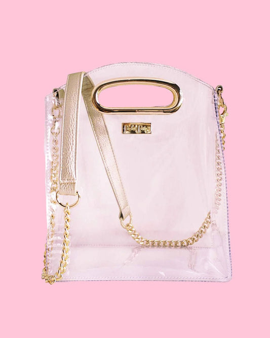 Crossbody Stadium Bag with Game Day Sequence Strap - Gold Trim - Bria Blair Creative