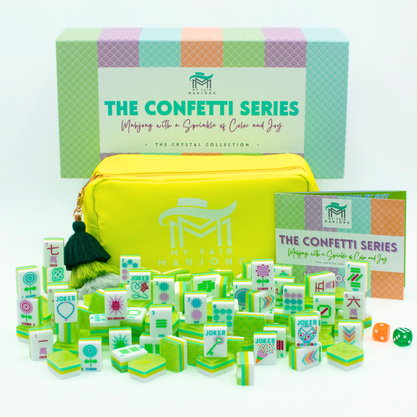 Crystal Confetti Lemon - Lime | Mahjong with a Sprinkle of Color and Joy | 1.25" x 0.9" x 0.7" - Bria Blair Creative