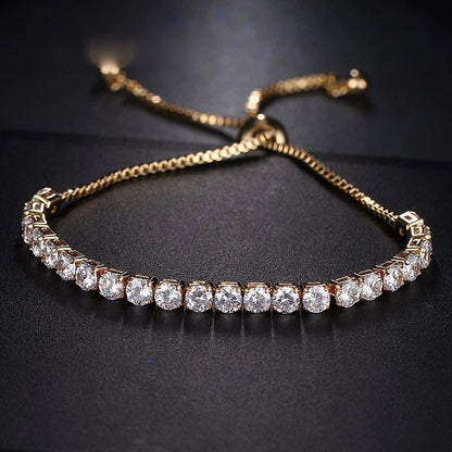 Cubic Zirconia Tennis Bracelet Adjustable - Gold or Silver - Bria Blair Creative