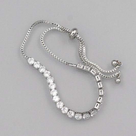 Cubic Zirconia Tennis Bracelet Adjustable - Gold or Silver - Bria Blair Creative